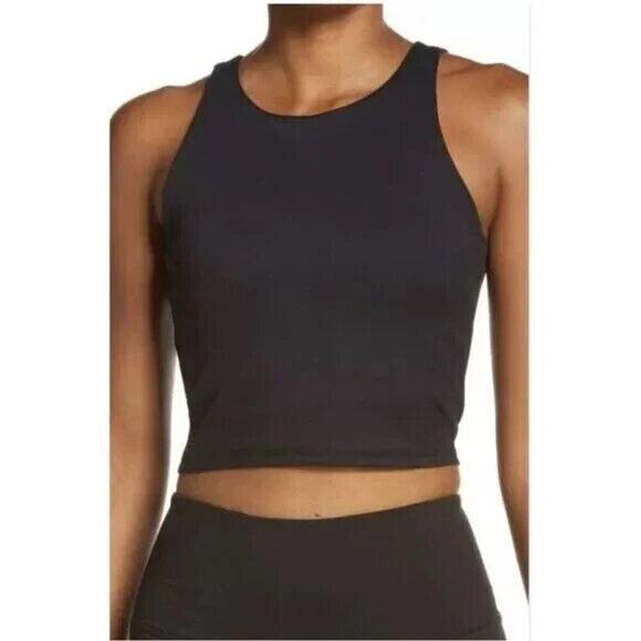 Madewell MWL Black Crop Top With Shelf Bra NA554 Women's Size M - NWT - Picture 1 of 11